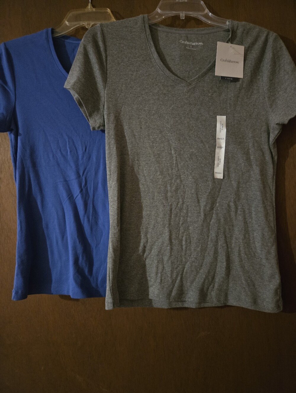 Gray V-Neck Tee And Blue Crew Tee - Two Basic Tops